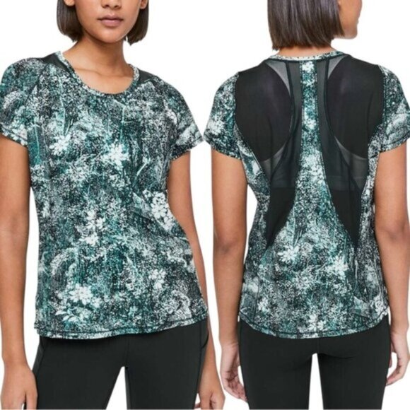 Lululemon Seek The Heat Short Sleeve Size 4 Wildwood White Multi Nocturnal Teal - Picture 1 of 8